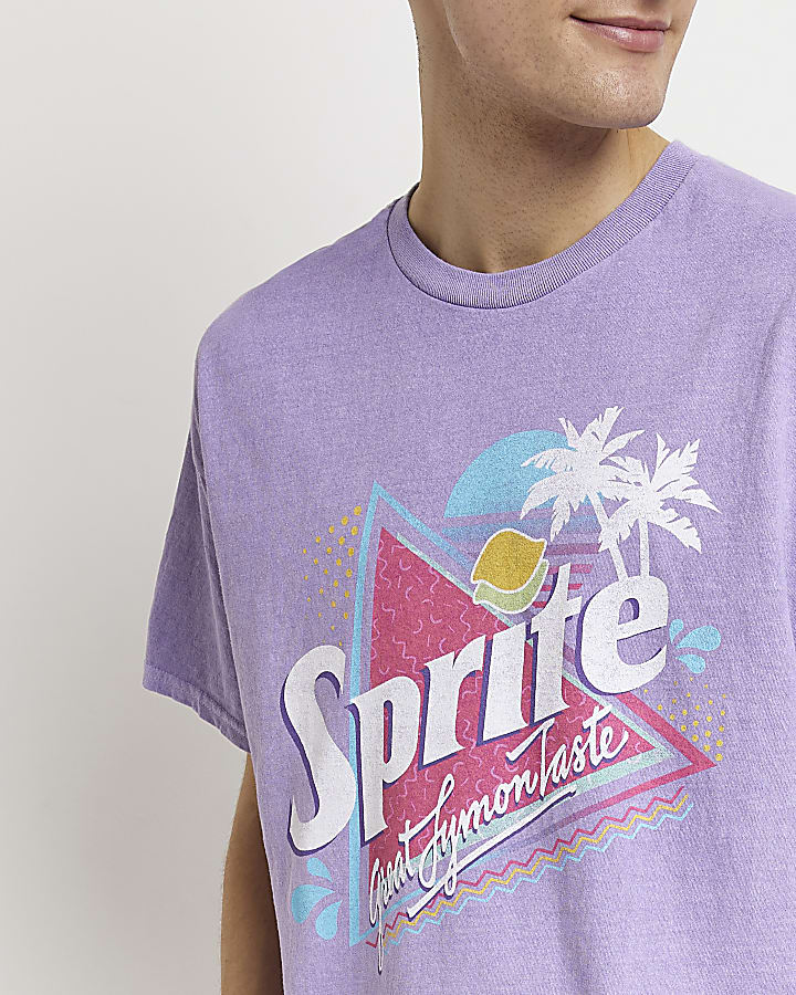 Purple Regular fit Sprite graphic t-shirt