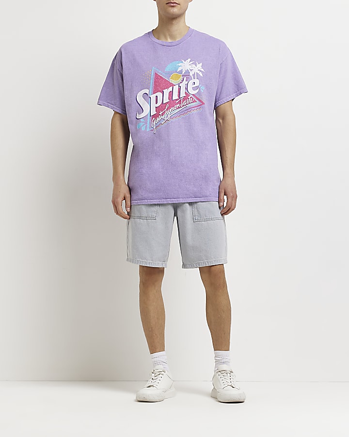 Purple Regular fit Sprite graphic t-shirt