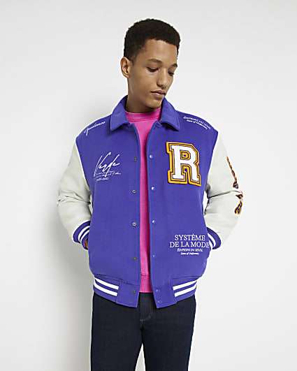 Purple Regular Fit Varsity Jacket