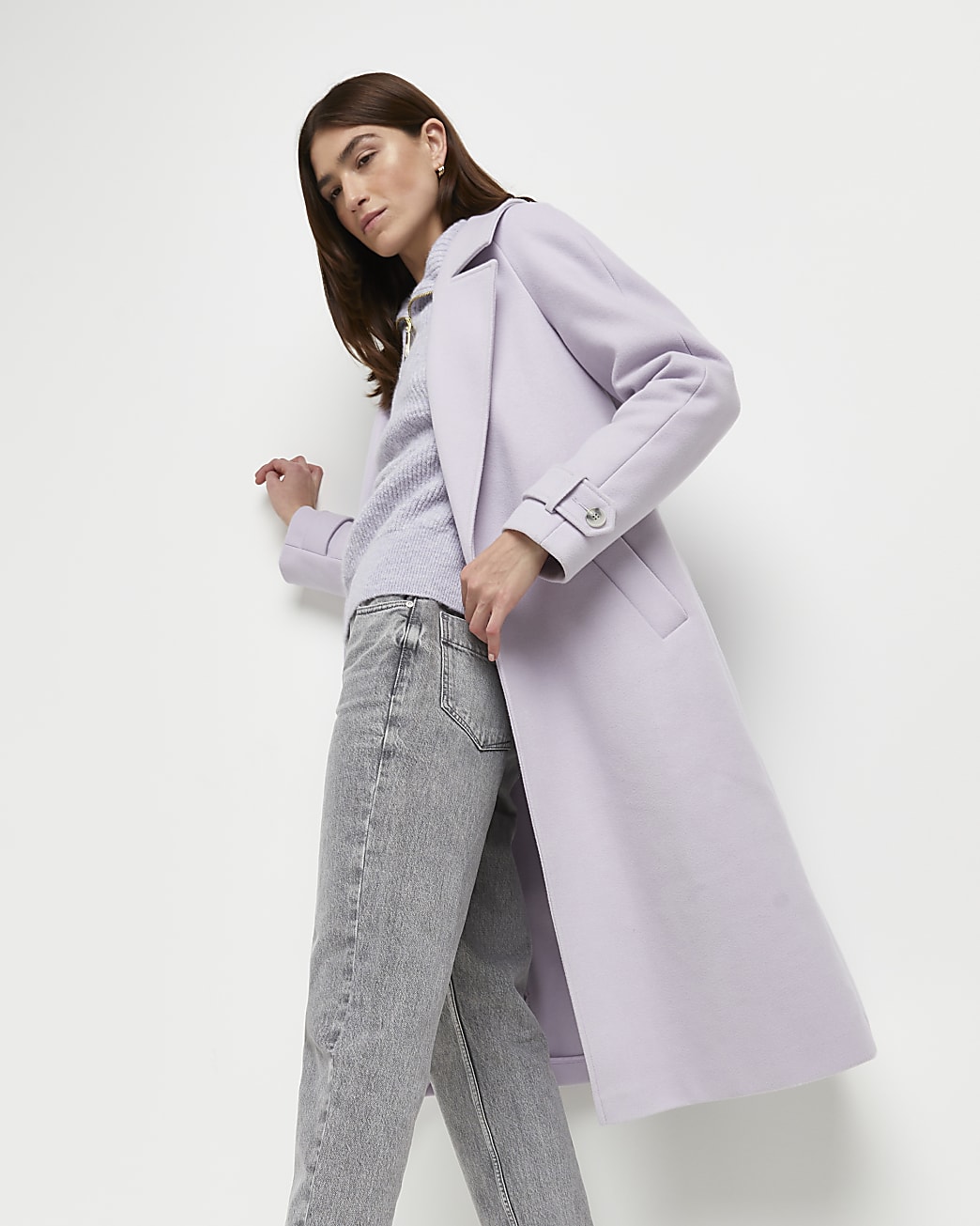 Purple relaxed duster coat