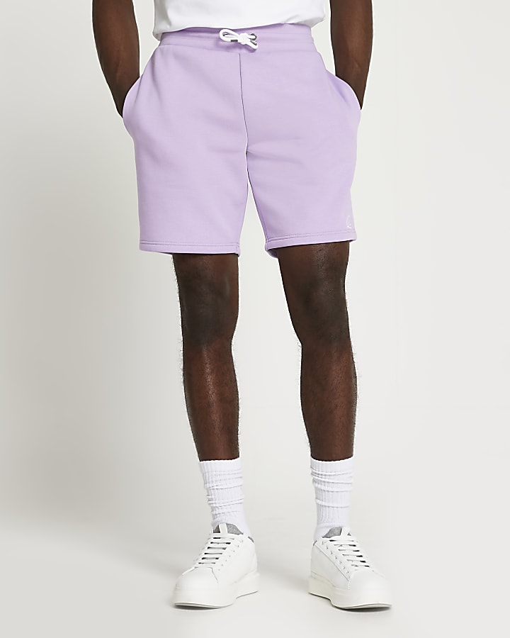Purple RI branded slim fit jersey shorts