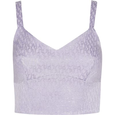 Purple RI monogram bralet top
