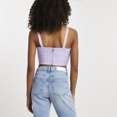 Purple RI monogram bralet top