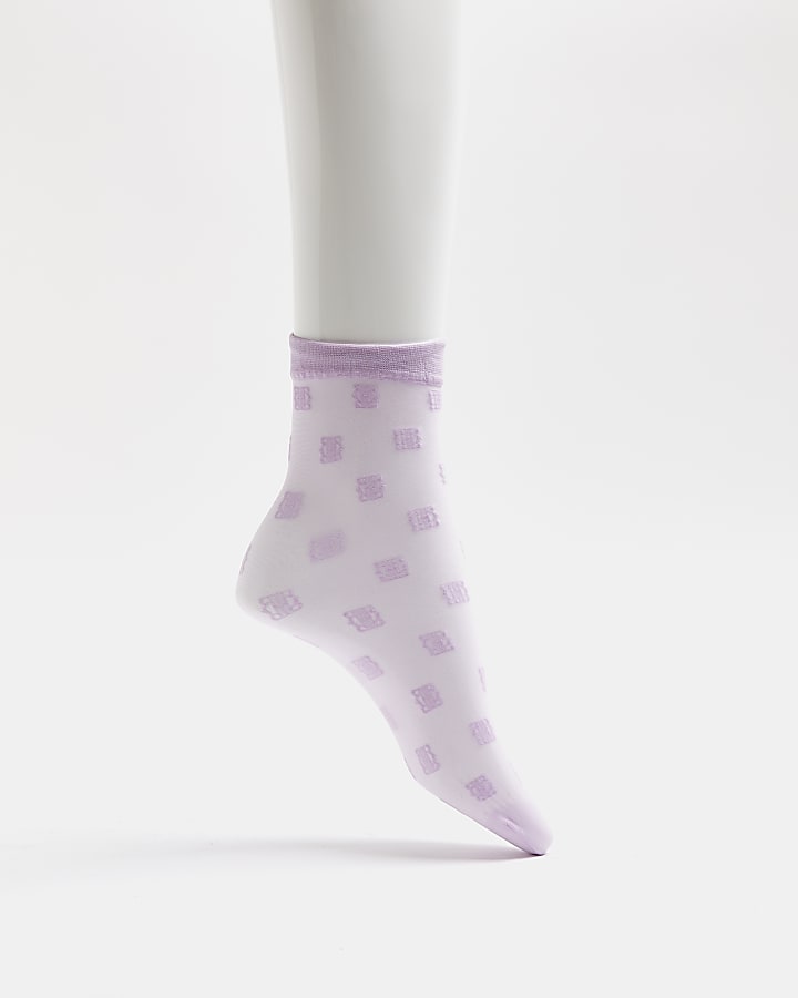 Purple RI monogram print tube socks