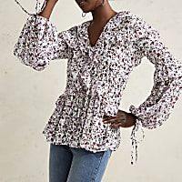 Purple RI Studio floral frill blouse