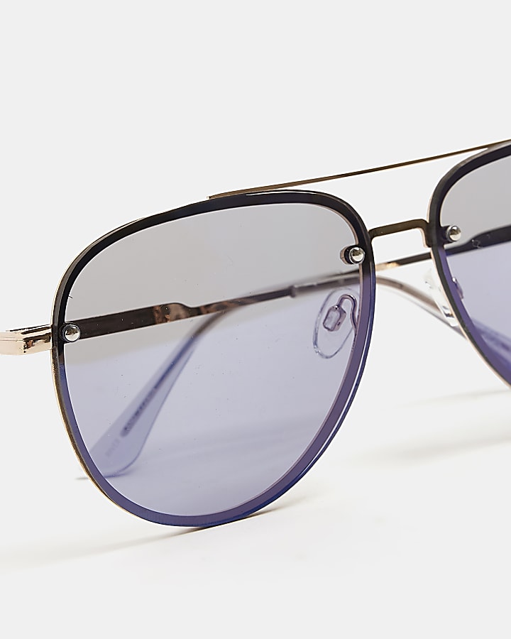 Purple rimless aviator sunglasses