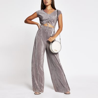 river island silver jumpsuit