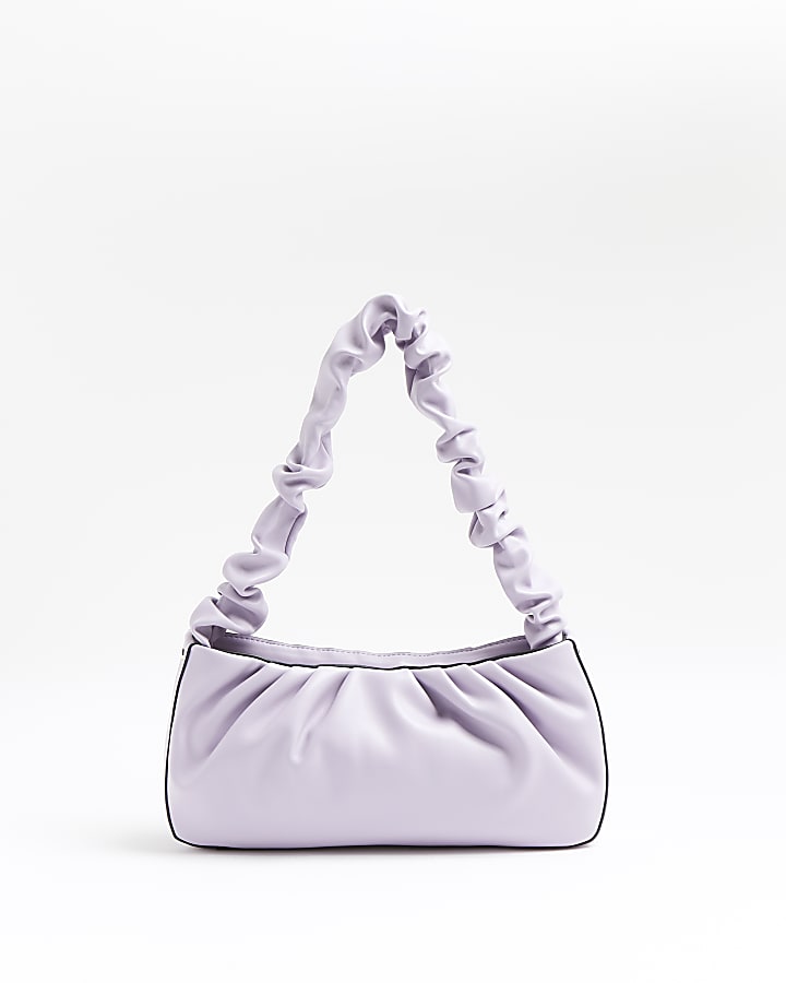 Purple ruched shoulder bag