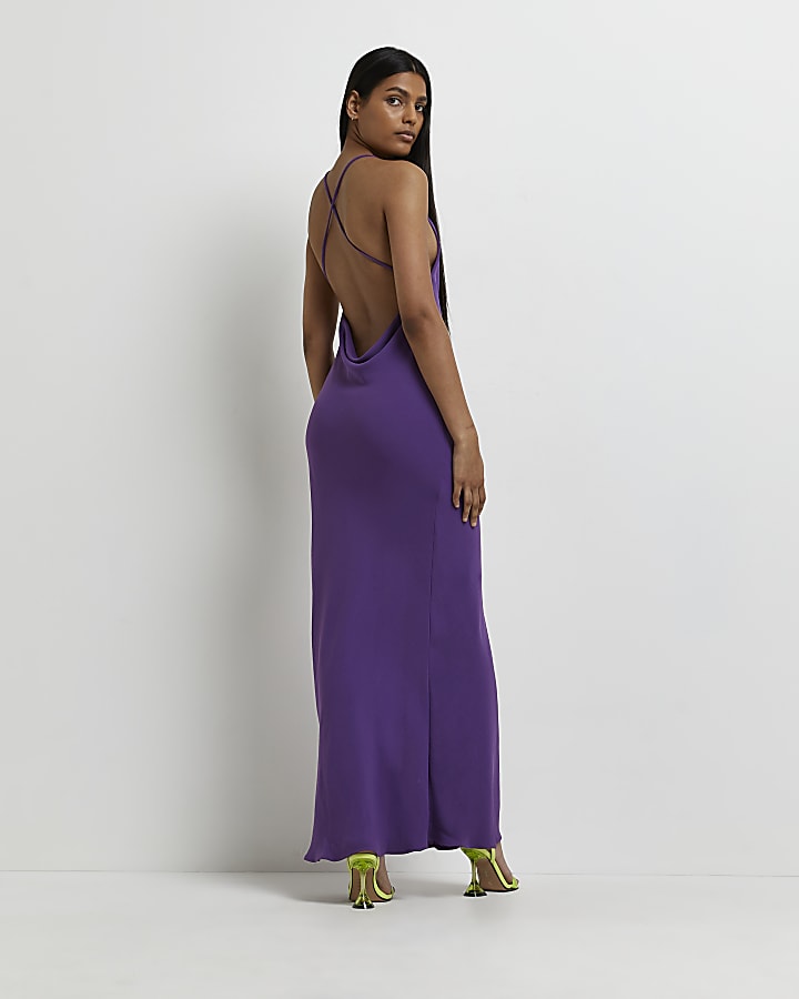 purple satin dress,long purple silk dress,purple maxi dress,