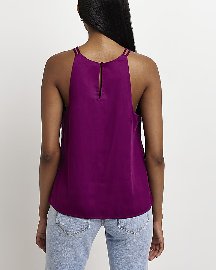 Purple satin embroidered top