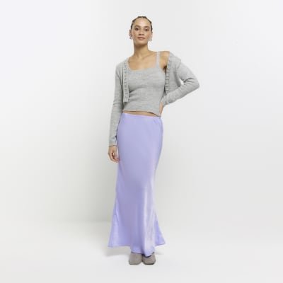 Mauve satin shop maxi skirt