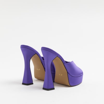 purple heeled mules