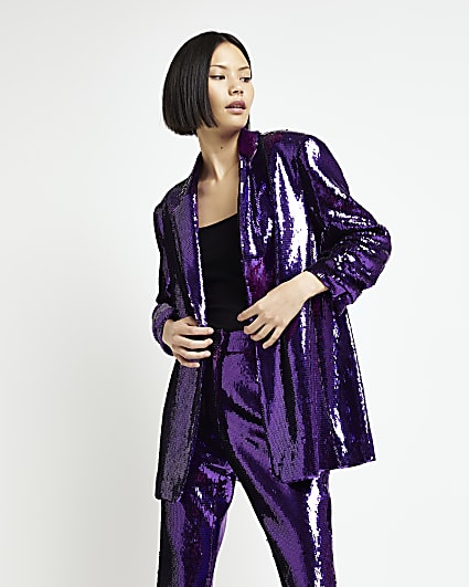 Purple sequin oversized blazer
