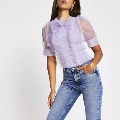 zara purple bow top