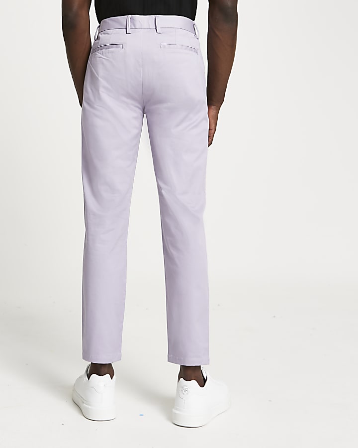 Purple skinny fit chino trousers
