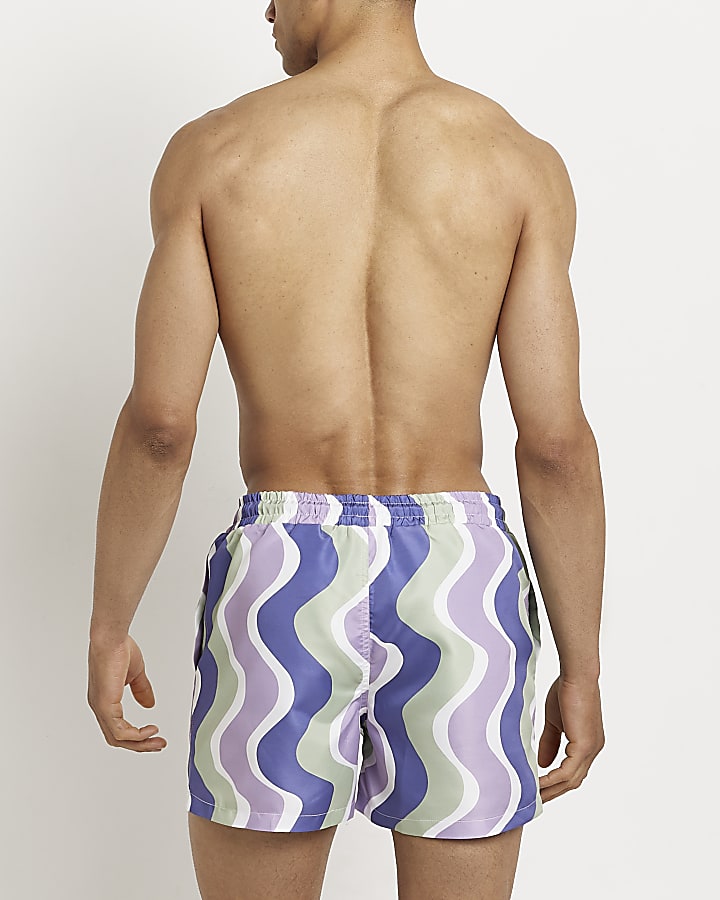 Purple Skinny fit Stripe Swim shorts