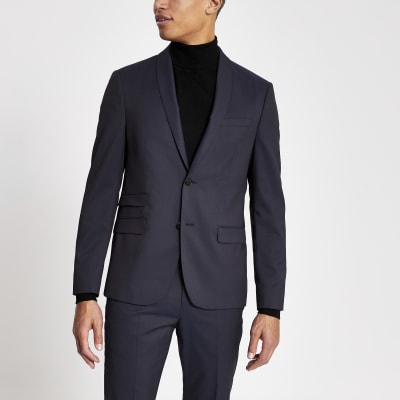 Purple skinny fit suit jacket | River Island