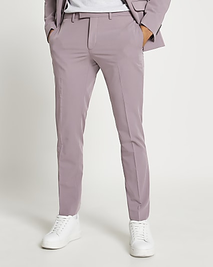 Purple skinny fit suit trousers