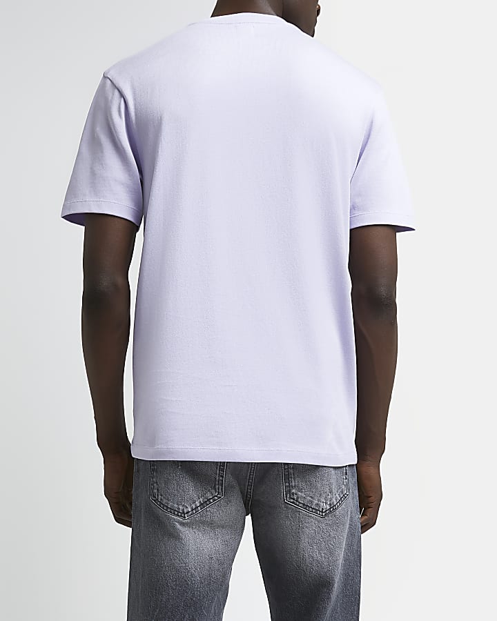 Purple slim fit knitted t-shirt