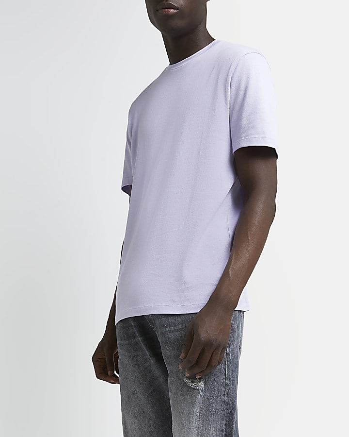 Purple slim fit knitted t-shirt