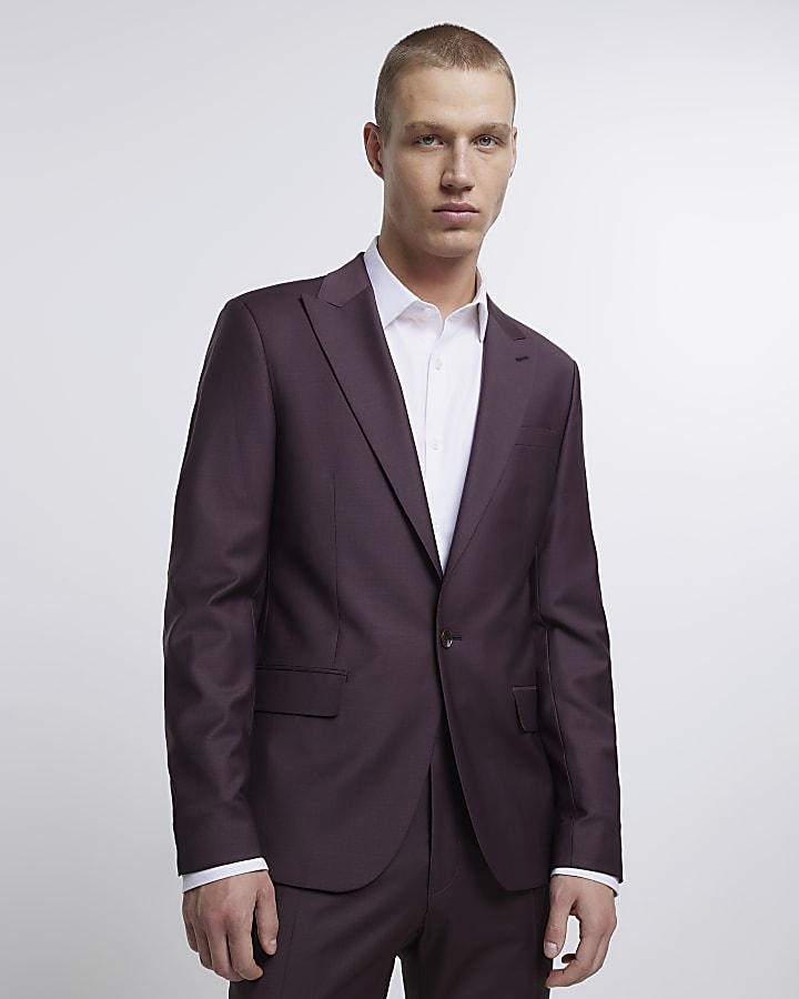 Purple slim fit premium suit jacket