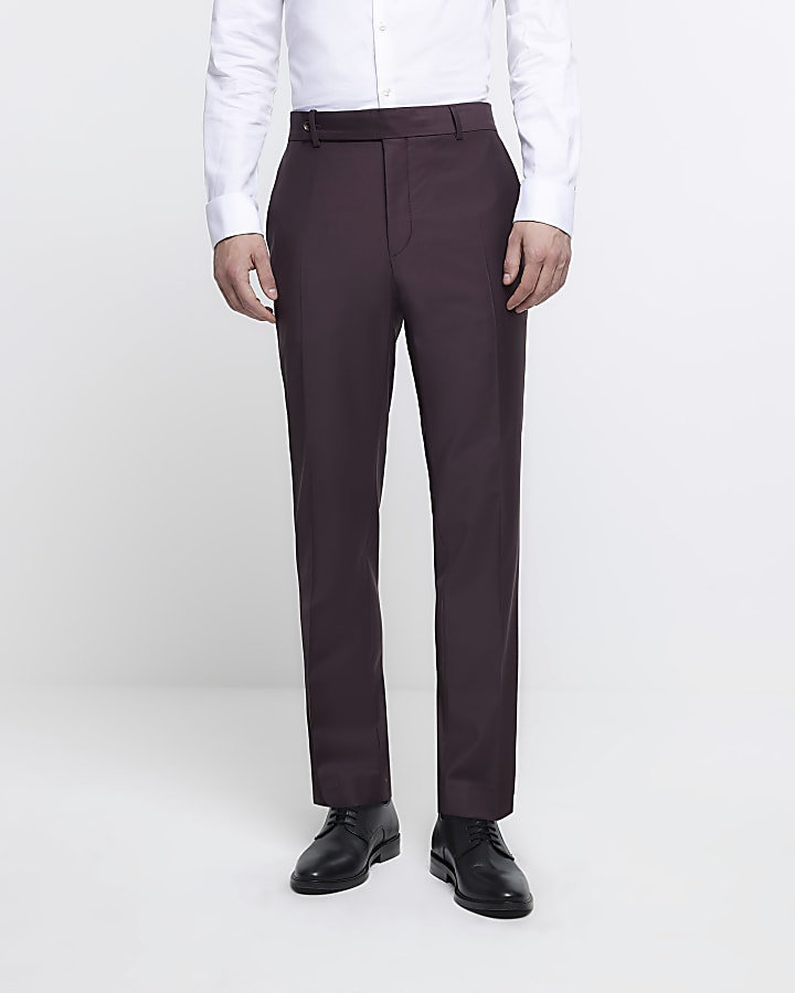 Purple slim fit premium suit trousers
