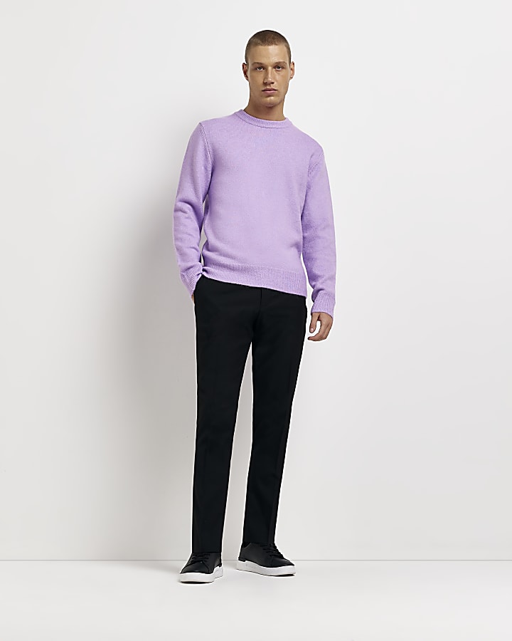 Purple slim fit Soft Touch Knitted jumper