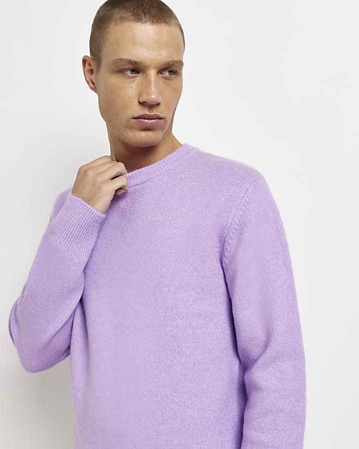 Purple slim fit Soft Touch Knitted jumper