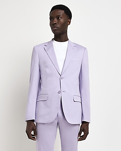 Purple Slim fit suit jacket