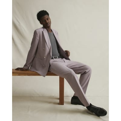 Purple Slim Fit Suit Trousers