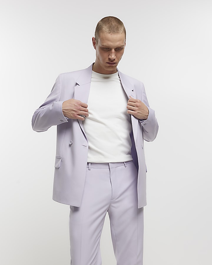 Purple slim fit suit trousers