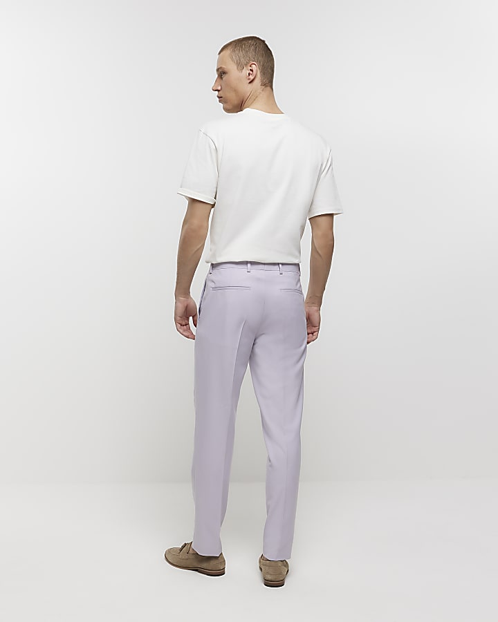 Purple slim fit suit trousers