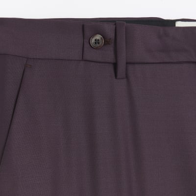 Purple slim fit wool premium suit trousers