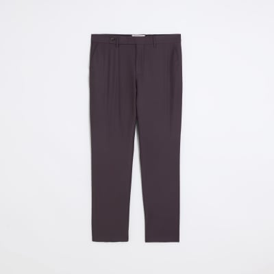 Purple slim fit wool premium suit trousers