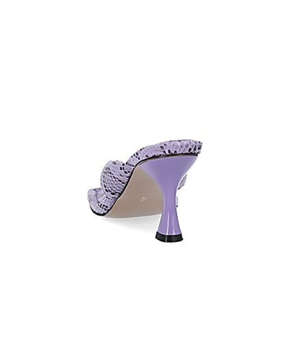 360 degree animation of product Purple snake print heeled mules frame-8