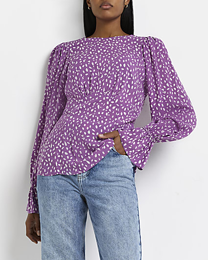 Purple spot blouse