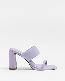 Purple strappy heeled mules