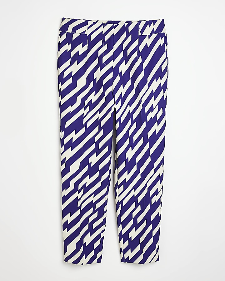 Purple stripe mid rise slim trousers