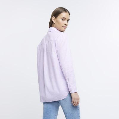 Purple stripe oversized long sleeve shirt