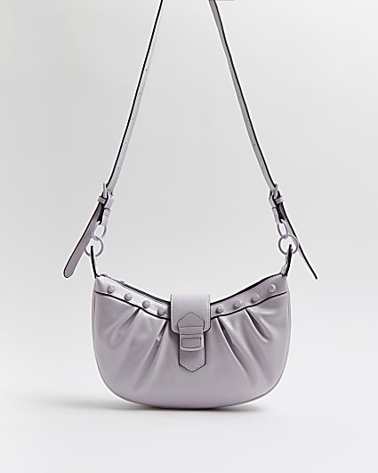 Purple studded shoulder bag