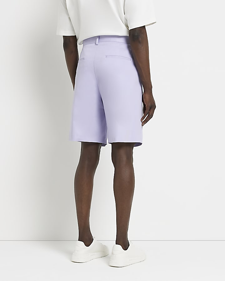 Purple Tapered fit Suit Shorts