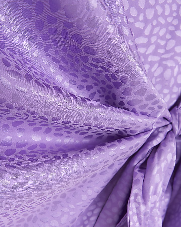 Purple textured wrap midi dress