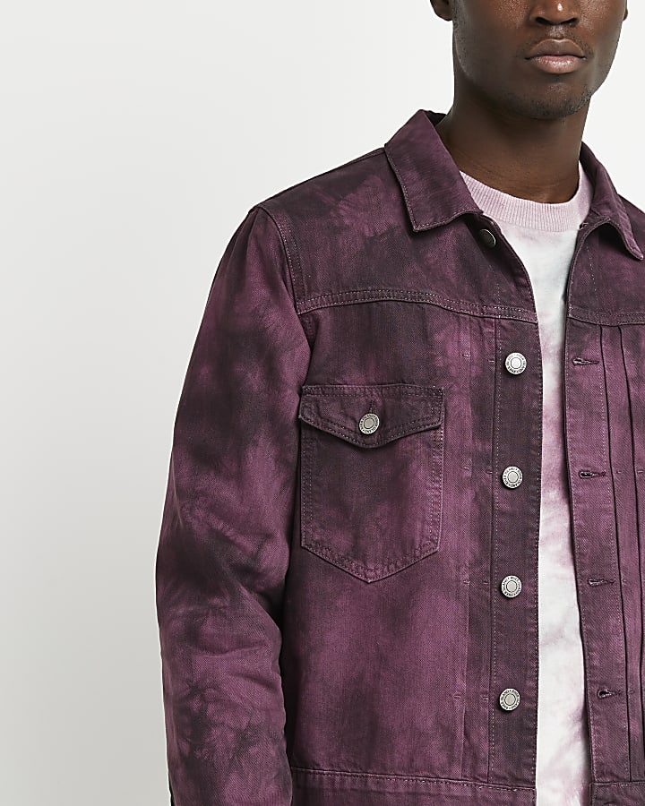 Purple tie dye denim jacket