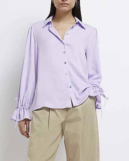 Purple tie sleeve shirt