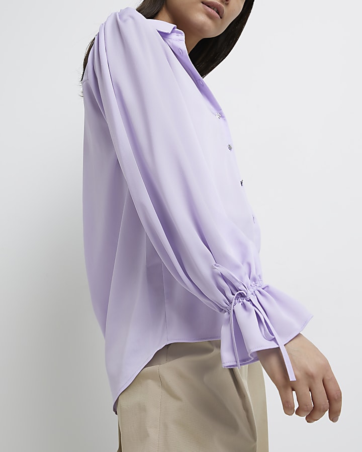Purple tie sleeve shirt