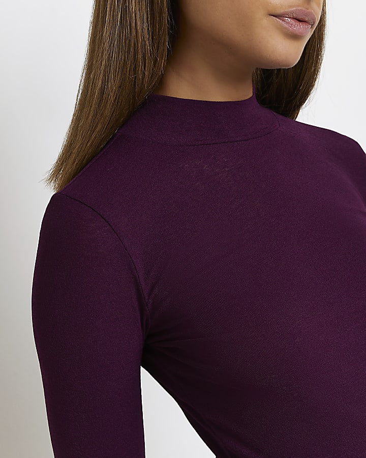 Purple turtle neck fitted top