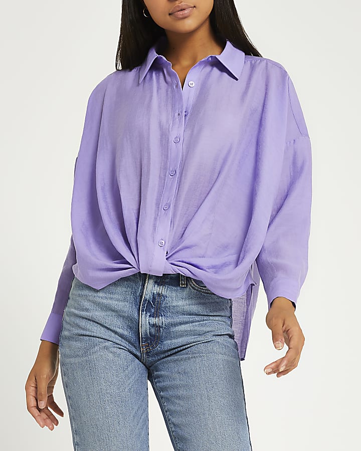 Purple twist front shirt