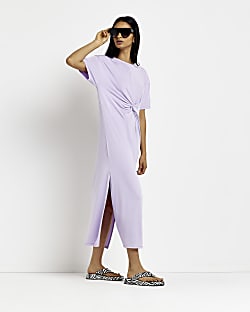 Purple twist t-shirt midi dress