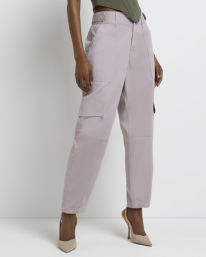 Purple utility tapered trousers