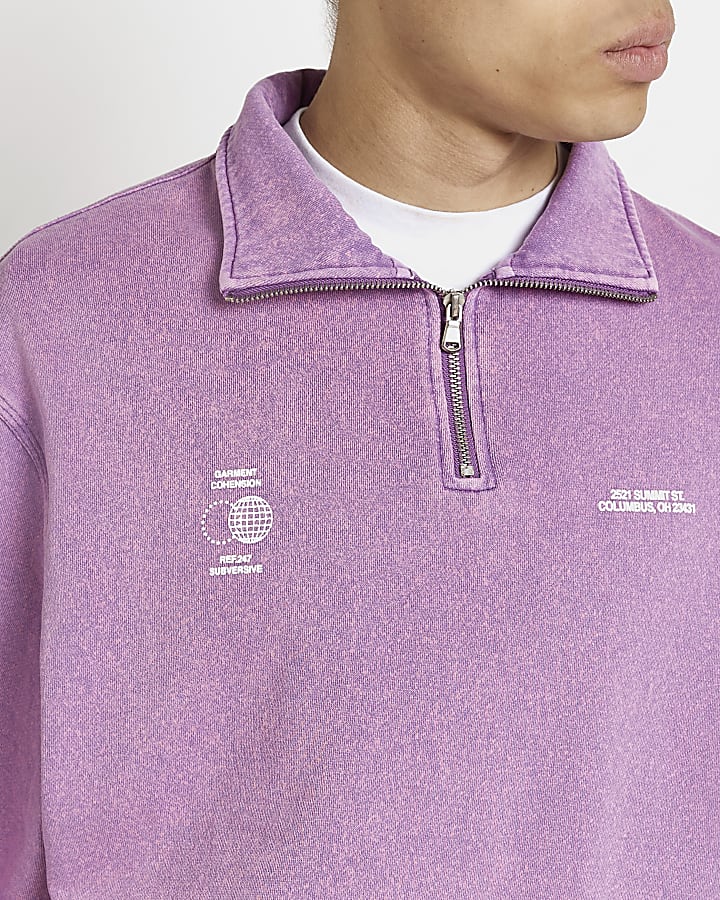 Purple washed Regular fit graphic sweatshirt